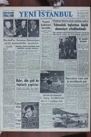 Yeni İstanbul Gazetesi 14 Eylül 1950 kapağı