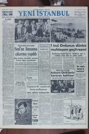 Yeni İstanbul Gazetesi 16 Eylül 1950 kapağı