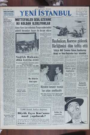 Yeni İstanbul Gazetesi 19 Eylül 1950 kapağı