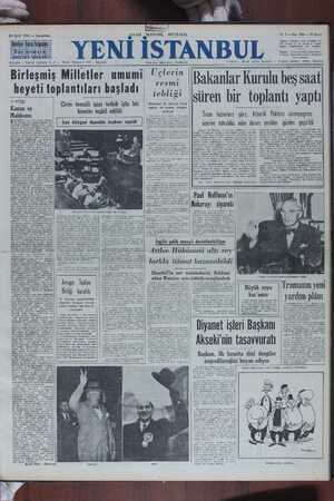Yeni İstanbul Gazetesi 20 Eylül 1950 kapağı