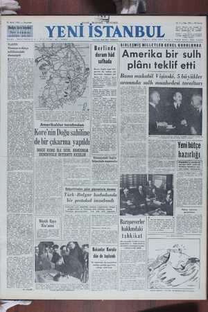 Yeni İstanbul Gazetesi 21 Eylül 1950 kapağı