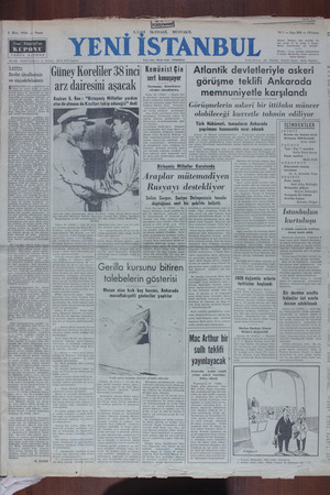 Yeni İstanbul Gazetesi 1 Ekim 1950 kapağı