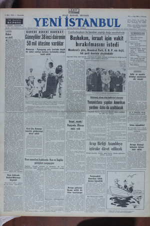 Yeni İstanbul Gazetesi 4 Ekim 1950 kapağı