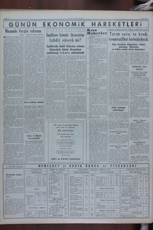   İ 1STANBUL 5 Ekim 1950 Muamele Vergisi reformu Yazan : İODERN vergi prensiplerine ken- dini uydurmak ve milli ekonoml. yi