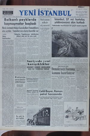  7 Ekim 1950 — Cumartesi SYASİ İKMSADİ, MÜUSLAK.L Yıl 1 — Sayı 311 — 10 kuruş e Abonet Türkiye için seneliği v7, lti aylığı 1T