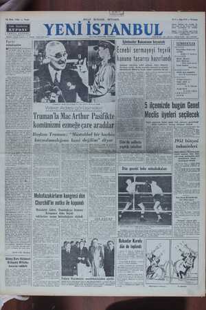 Yeni İstanbul Gazetesi 15 Ekim 1950 kapağı