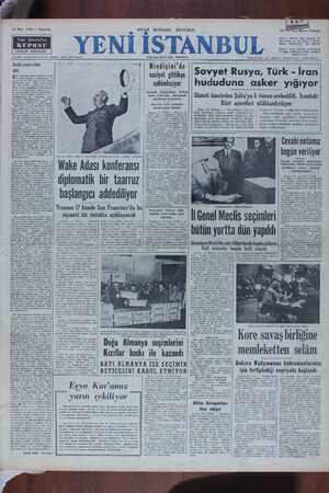  16 Ekim 1950 — Pazartesi SİYASİ İKTİSADİ, MÜSTAKİL zur! " Abonet Türkiye için seneliği 32, KU lti aylığı 17, üç aylığı 9...