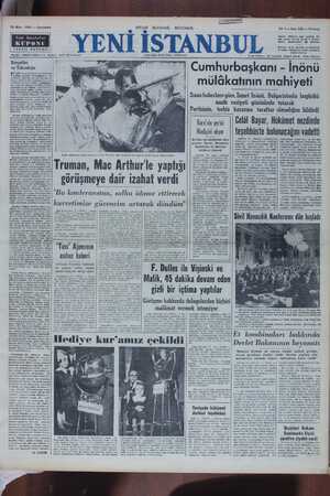 Yeni İstanbul Gazetesi 18 Ekim 1950 kapağı