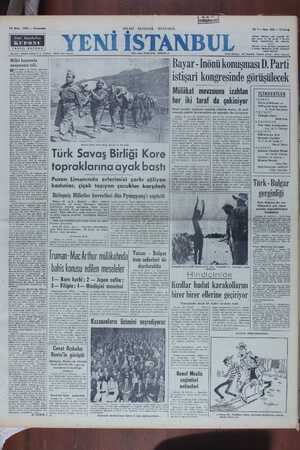 Yeni İstanbul Gazetesi 19 Ekim 1950 kapağı