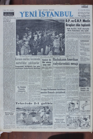 Yeni İstanbul Gazetesi 1 Kasım 1950 kapağı
