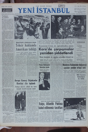 Yeni İstanbul Gazetesi 4 Kasım 1950 kapağı