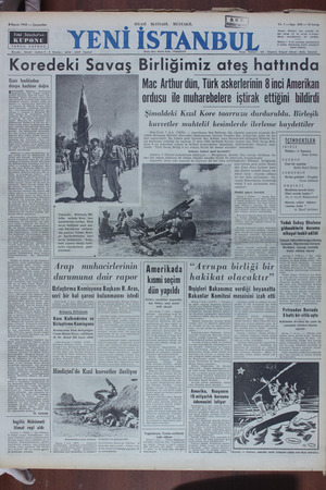 Yeni İstanbul Gazetesi 8 Kasım 1950 kapağı