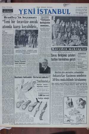Yeni İstanbul Gazetesi 18 Kasım 1950 kapağı