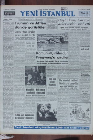 Yeni İstanbul Gazetesi 6 Aralık 1950 kapağı