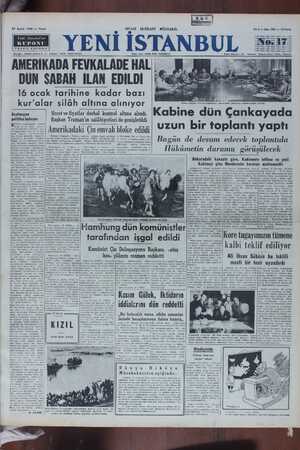 Yeni İstanbul Gazetesi 17 Aralık 1950 kapağı