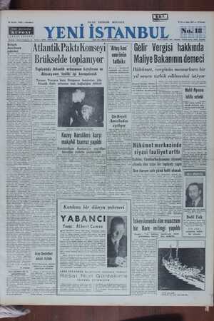 Yeni İstanbul Gazetesi 18 Aralık 1950 kapağı