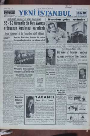 Yeni İstanbul Gazetesi 19 Aralık 1950 kapağı