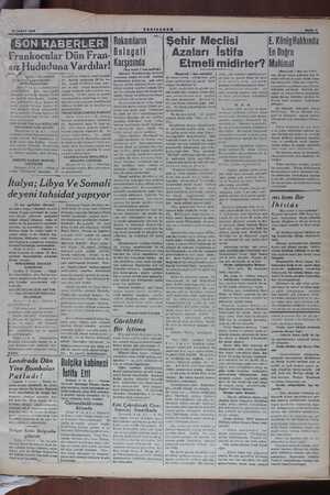    10 ŞUBAT 1938 * Sayfar Frankocular Dün Fran- | sız/Hudud_ılıîîVardılar! 'bin mülteci, milis ve yaralı geçmiş-| tir. Bunlar