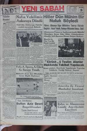 Yeni Sabah Gazetesi 2 Nisan 1939 kapağı