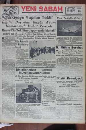 Yeni Sabah Gazetesi 18 Nisan 1939 kapağı