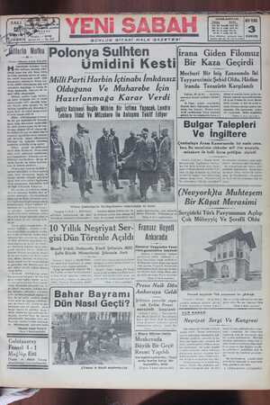 Yeni Sabah Gazetesi 2 Mayıs 1939 kapağı