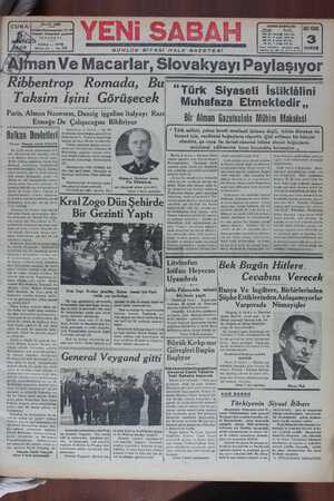Yeni Sabah Gazetesi 5 Mayıs 1939 kapağı