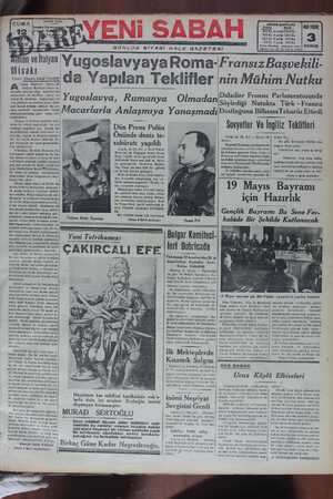 Yeni Sabah Gazetesi 12 Mayıs 1939 kapağı