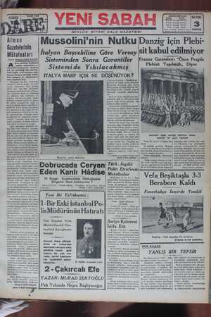 Yeni Sabah Gazetesi 15 Mayıs 1939 kapağı