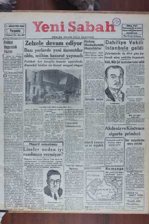 Yeni Sabah Gazetesi 1 Ağustos 1940 kapağı
