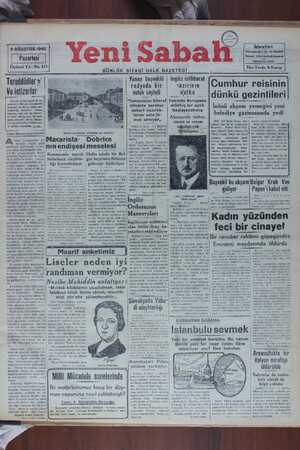 Yeni Sabah Gazetesi 5 Ağustos 1940 kapağı
