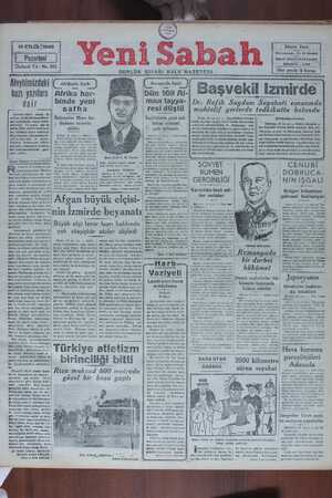 Yeni Sabah Gazetesi 16 Eylül 1940 kapağı