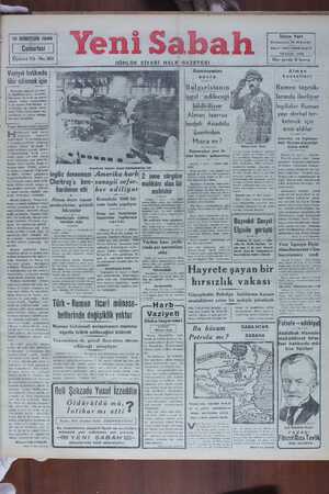 Yeni Sabah Gazetesi 12 Ekim 1940 kapağı