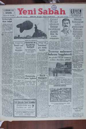 Yeni Sabah Gazetesi 16 Ekim 1940 kapağı