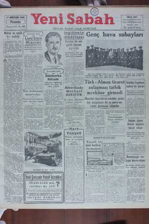    17 BİRİNGİTEŞRİN 1940 Perşembe Üçüncü Yıl- No. 886 Yeni Sabah ÜK SİVASİ HALK GAZETESİ Genç hava subayları ngiltenin|...