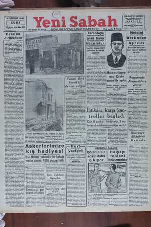 Yeni Sabah Gazetesi 15 Kasım 1940 kapağı