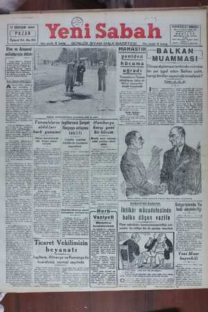 Yeni Sabah Gazetesi 17 Kasım 1940 kapağı