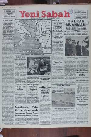 Yeni Sabah Gazetesi 18 Kasım 1940 kapağı