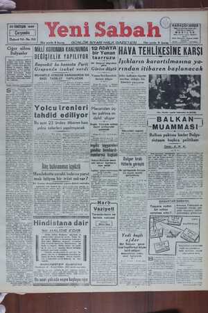 Yeni Sabah Gazetesi 20 Kasım 1940 kapağı