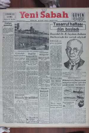 Yeni Sabah Gazetesi 13 Aralık 1940 kapağı