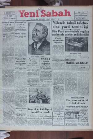 Yeni Sabah Gazetesi 31 Aralık 1940 kapağı