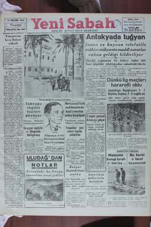 Yeni Sabah Gazetesi 13 Ocak 1941 kapağı