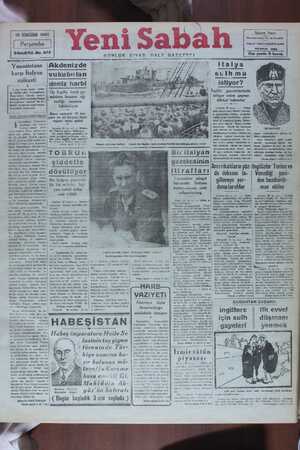 Yeni Sabah Gazetesi 16 Ocak 1941 kapağı