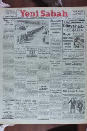 Yeni Sabah Gazetesi 19 Ocak 1941 kapağı