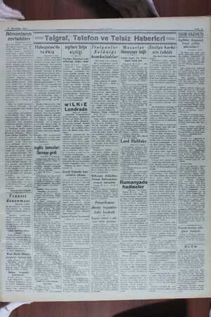    27 Tkincikânun 1941 — Almanların | zorlukları | X ZT YARARUZ GARE AA AOA DAT eT AAZ Telgraf, Telefon ve Telsiz Haberleri —
