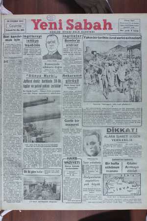 Yeni Sabah Gazetesi January 29, 1941 kapağı