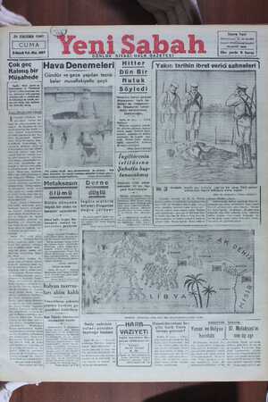 Yeni Sabah Gazetesi January 31, 1941 kapağı