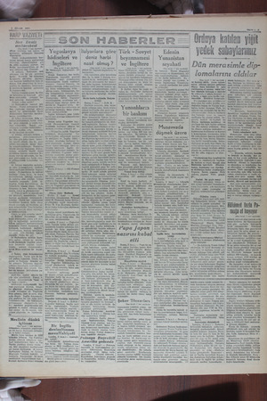    3 NİSAN 1981 HA P VAZİYETİ Son Deniz muharebesi (Baş tarafı 1 Inci sayfada) zihan aleyhine top çapımı ve Mıktarını...