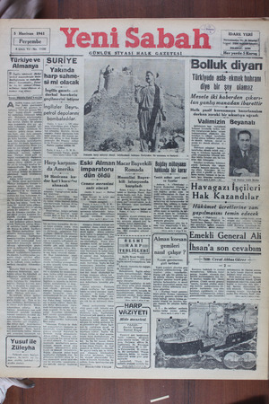  —-üir. Ve şim 5 Haziran 1941 Perşembe 1108 4 üncü Yıl - No. Türkiye ve | SURİYE Almanya & İngiliz hükümeti dürüst 'verdost