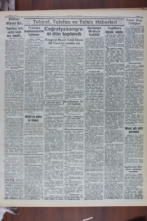    7 Haziran 1911 Hitler v Te!afâî, AE SST MT T URRECALNKE Telefon ve Telsiz Haberleri — diyor ki: “Amerikanın kafile usulünü