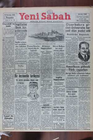    12 Haziran 1941 || Perşembe 4 üncü Yıl - No. 1115 Churchill'in İngılızler izahı Mister ChurchilP'in ıulku ateşli bir havada